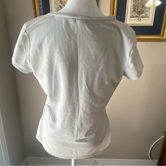 White House Black Market Sequin V Neck Womens Knit Top Size Medium Silver Gray - Picture 6 of 8